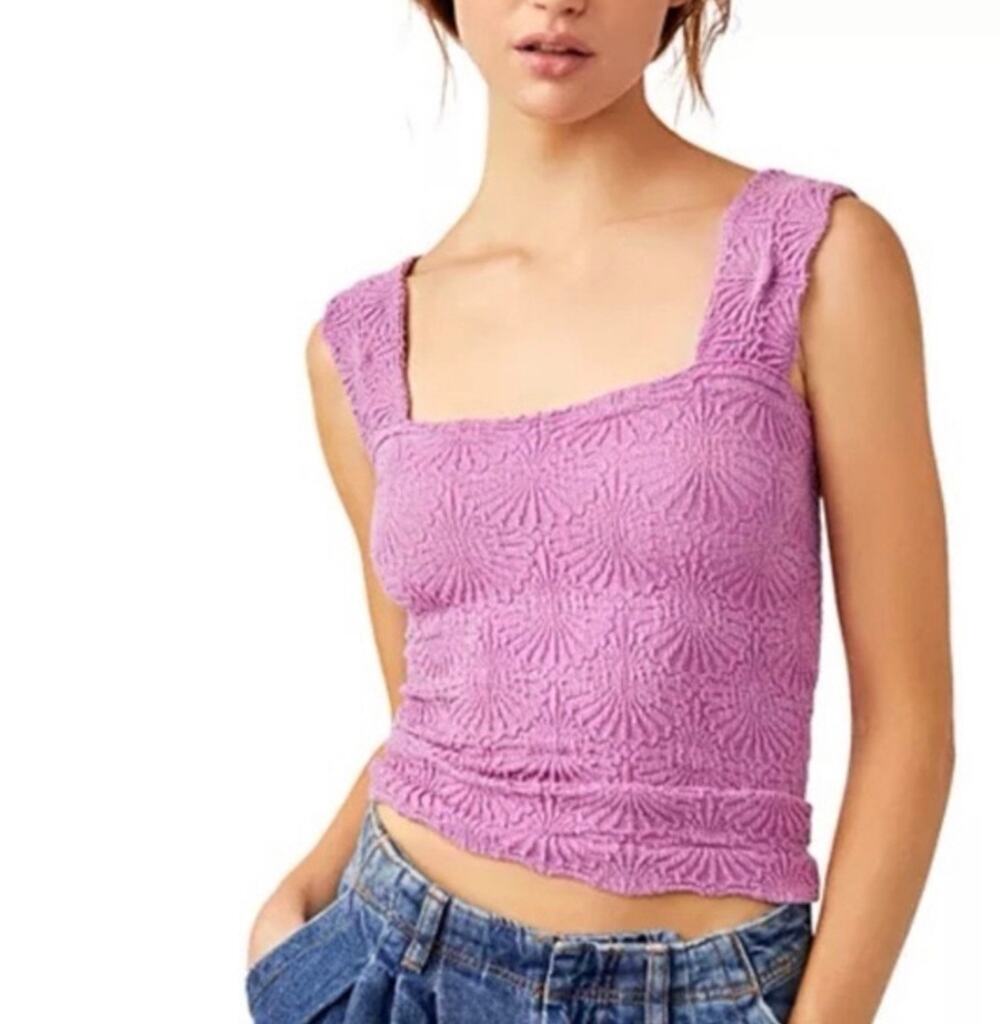 Free People Love Letter Bubble Tea Jacquard Cami sz XS/S